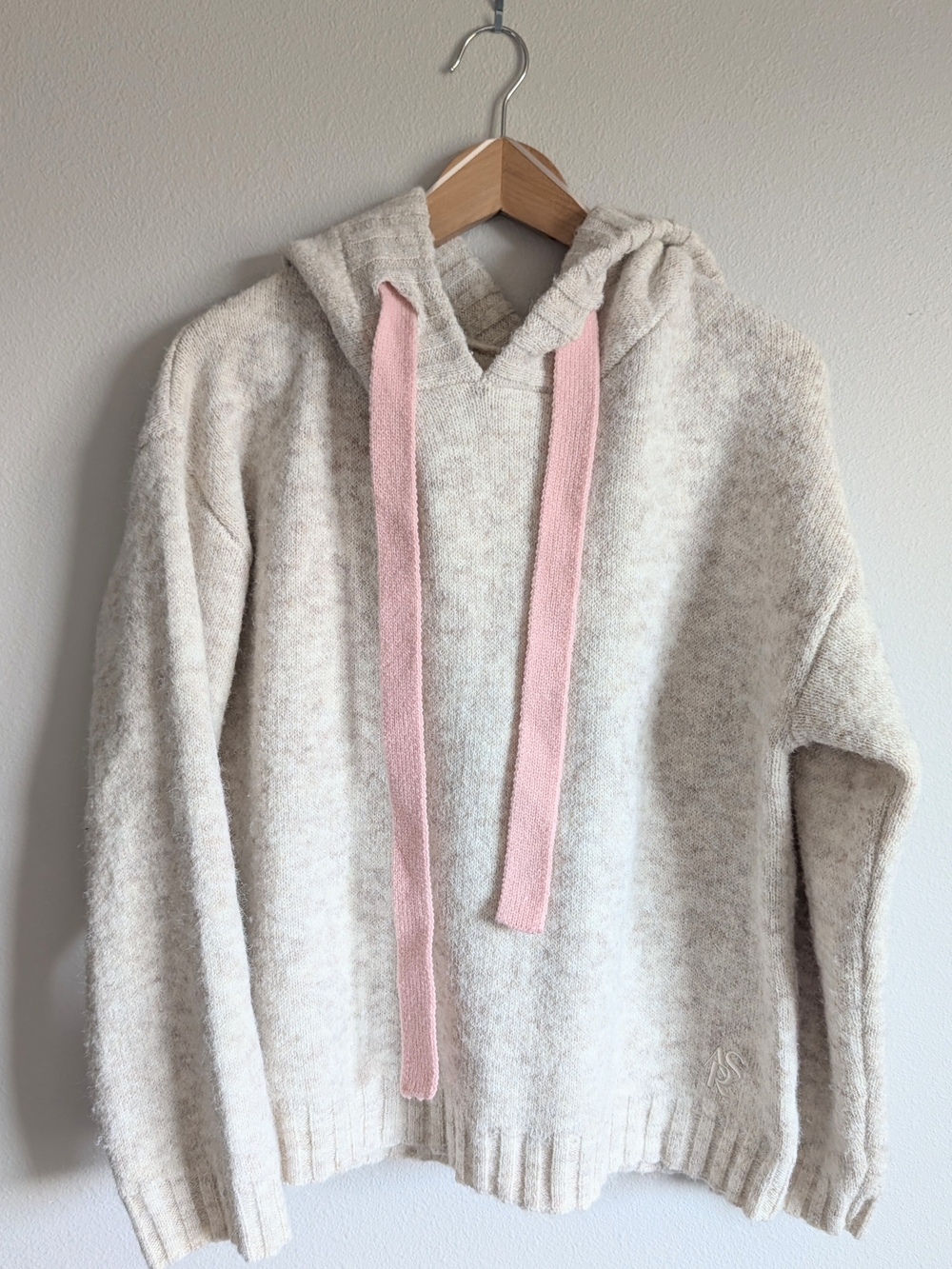 Altar'd State AS revival Oatmeal Hoodie Sweater with Pink Drawstrings